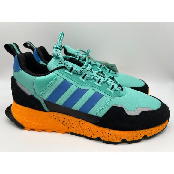Adidas ZX 1K Boost Athletic Shoes Acid Mint Orange GX6568 Men's Size 11 NWT - Picture 1 of 12